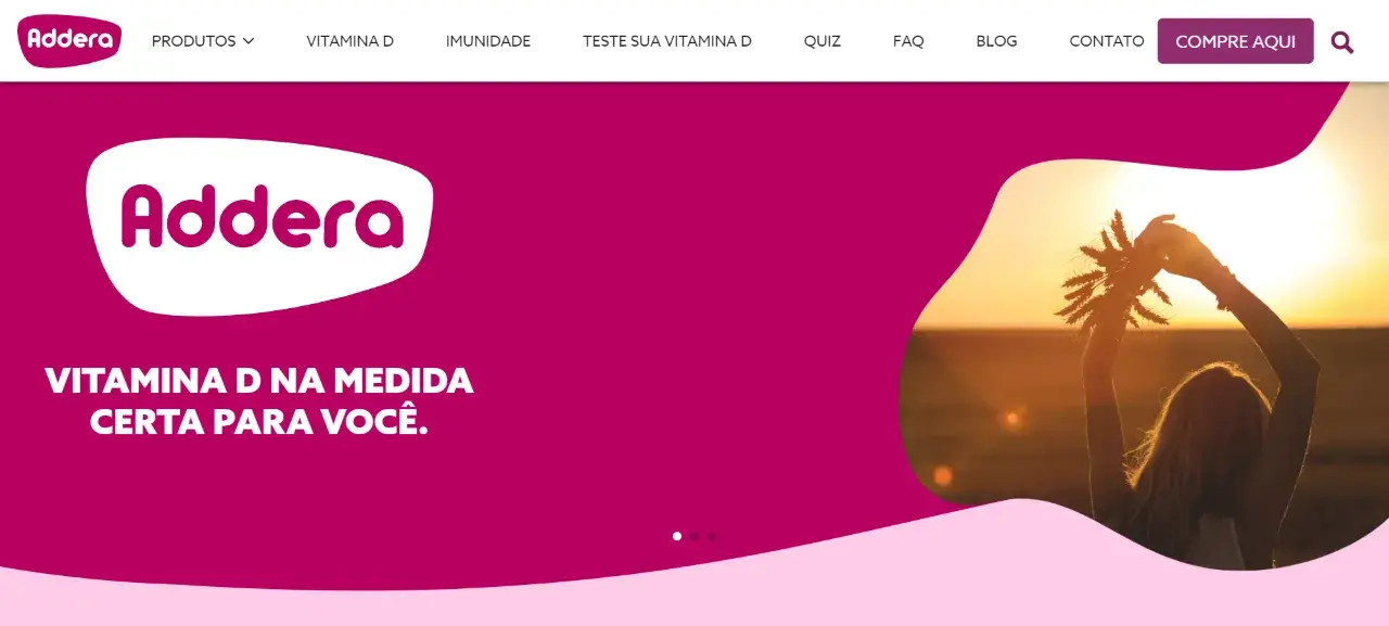 Imagem da captura de tela do site de Addera.