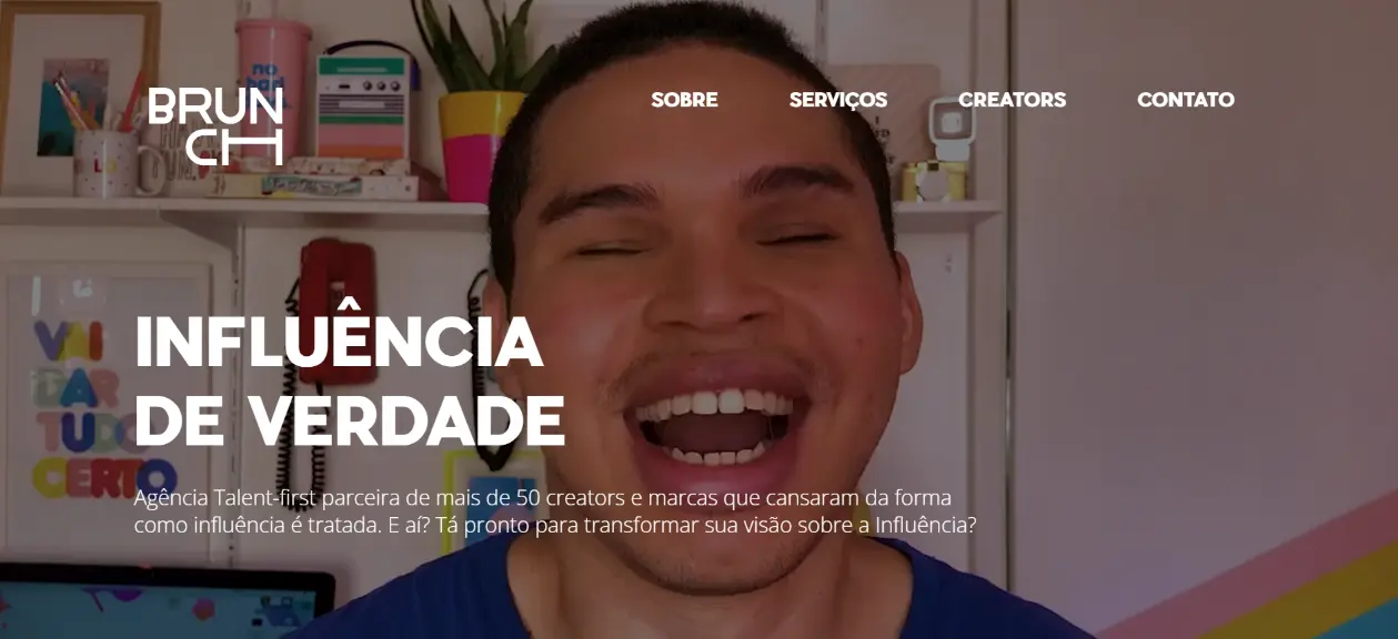 Imagem de captura de tela da página inicial do site da agência Brunch.