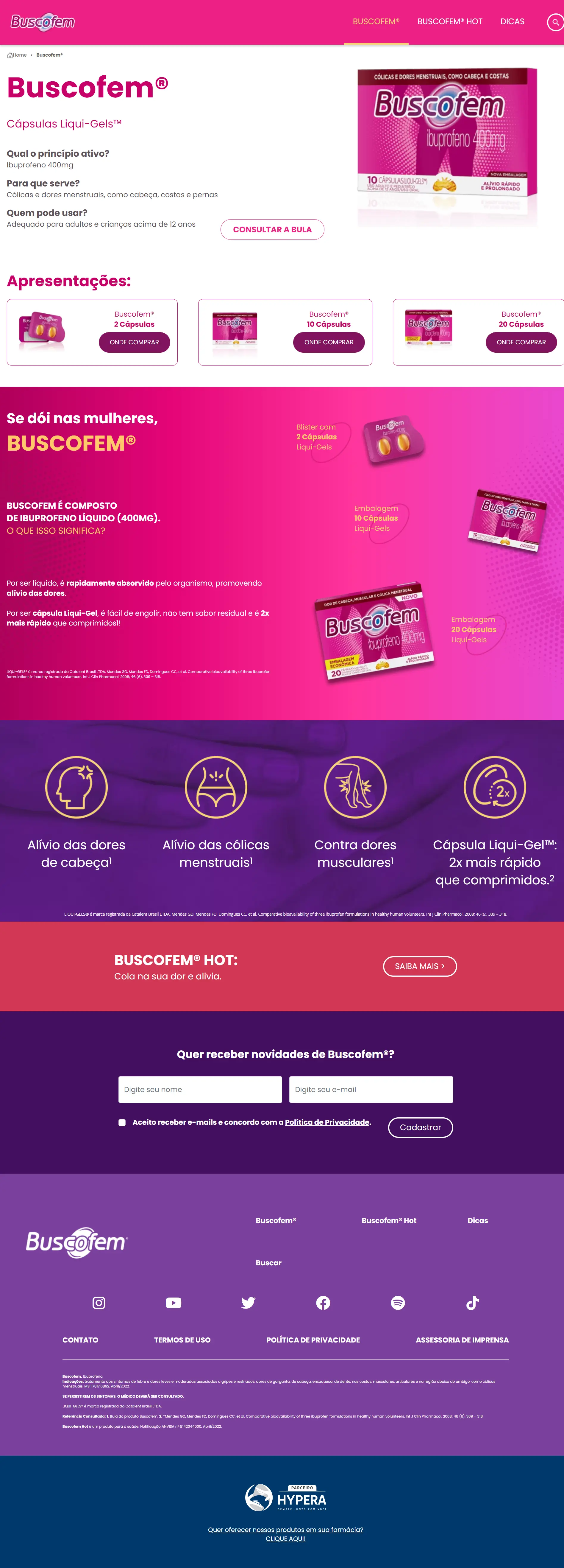 Product page screenshot of Buscofem.