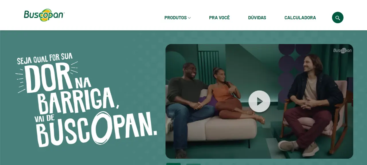 Imagem da captura de tela do site de Buscopan.