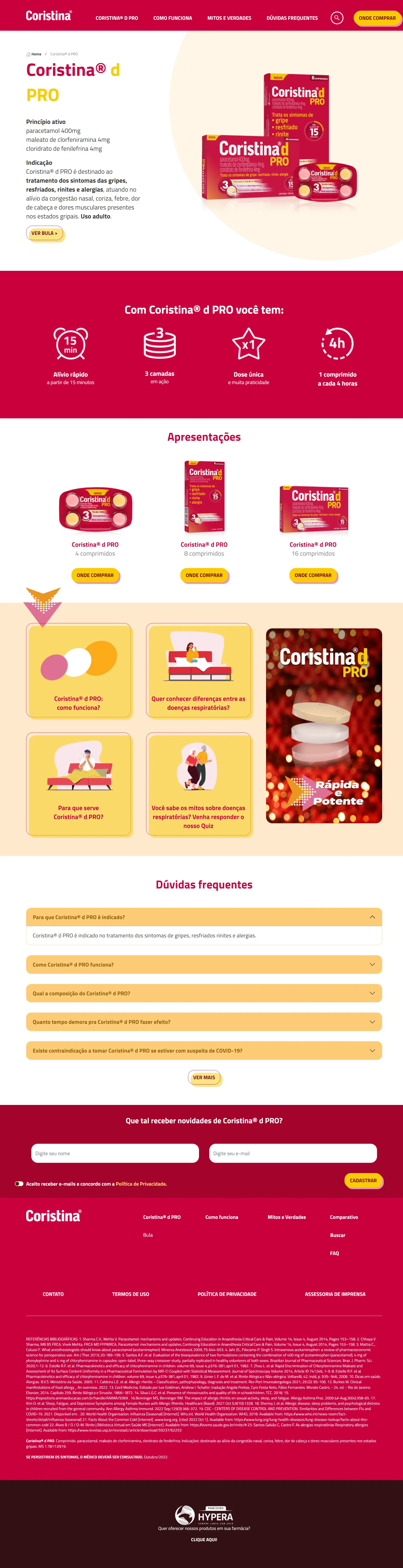 Screenshot image of Coristina D product page.
