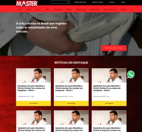 Imagem de captura de tela da página inicial do site da Revista Master.