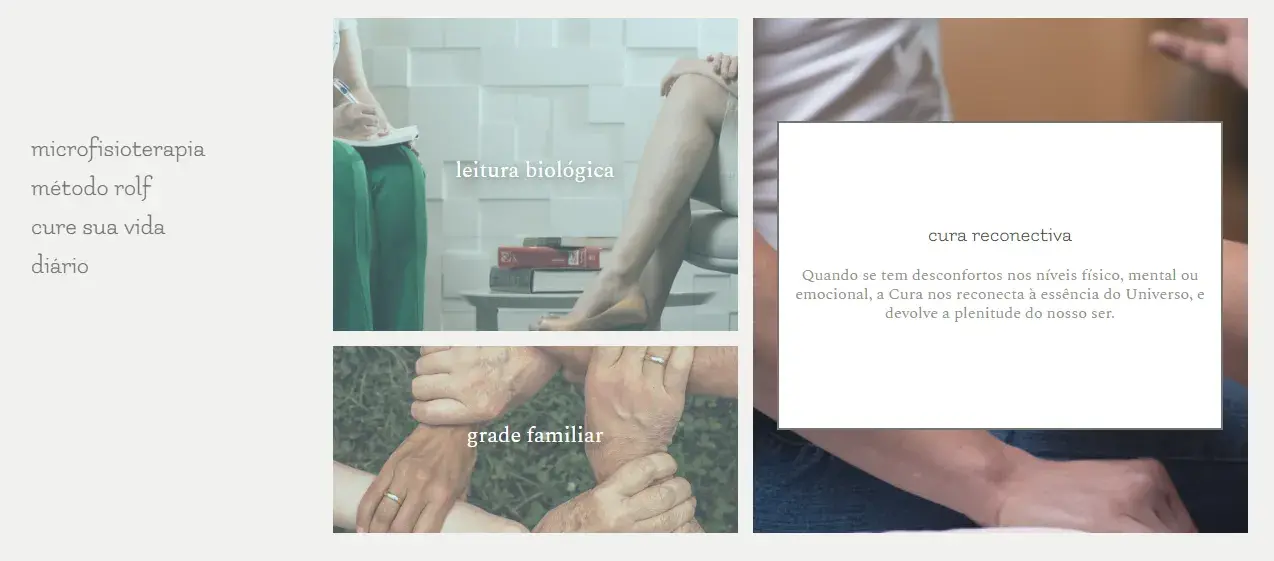 Screenshot image of the treatments section on Priscila Kiguchi's website.