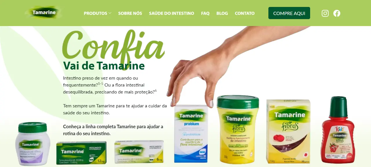 Imagem da captura de tela do site de Tamarine.